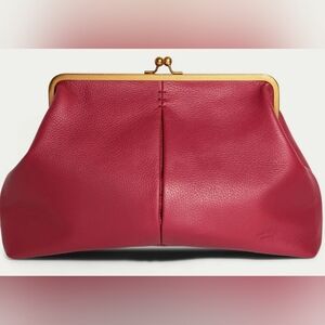 AMERICAN LEATHER COMPANY Grace Kisslock Clutch in Amaranth Red.